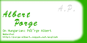 albert porge business card